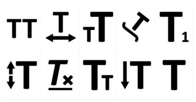 A set of 10 editing tools icons as capital letter, letter spacing, text size vector