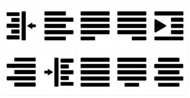 A set of 10 editing tools icons as left align, text align left, left justified vector