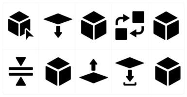 A set of 10 editing tools icons as polygon selection, download, 3d vector