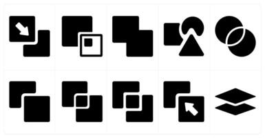 A set of 10 editing tools icons as send to back, back minus front, weld vector