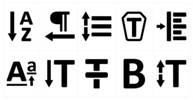 A set of 10 editing tools icons as ascending sorting, paragraph alignment, line spacing vector