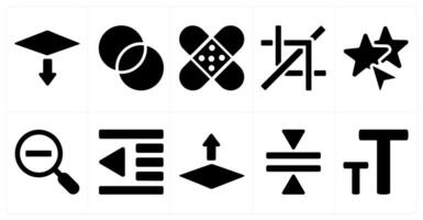 A set of 10 editing tools icons as download, intersection, patch tool vector