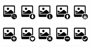 A set of 10 image icons as search image, drive image, image information vector
