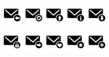 A set of 10 mail icons as received mail, mail setting, send mail vector