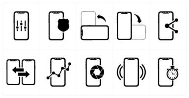 A set of 10 mobile icons as mobile setting, mobile security, landscape vector