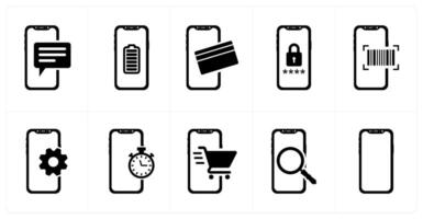 A set of 10 mobile icons as mobile chat, mobile battery, mobile payment vector