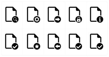 A set of 10 file icons as search file, file setting, send file vector