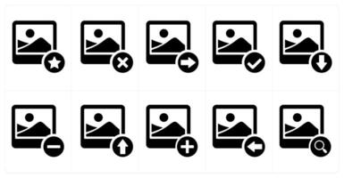 A set of 10 image icons as locked image, delete image, send image vector