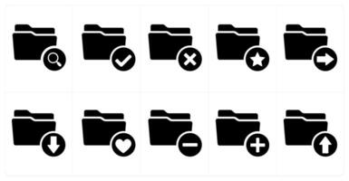 A set of 10 folder icons as search folder, verified folder, delete folder vector