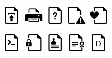 A set of 10 File icons as document, paper, horizontal document vector