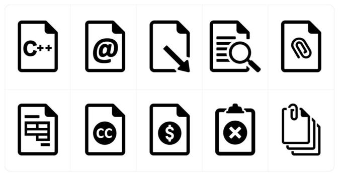 un conjunto de 10 archivo íconos como documento, papel, horizontal documento vector