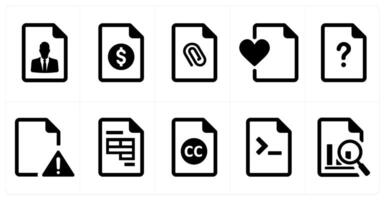 A set of 10 File icons as document, paper, horizontal document vector