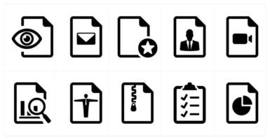 A set of 10 File icons as document, paper, horizontal document vector