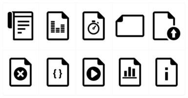 A set of 10 File icons as document, paper, horizontal document vector