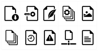 A set of 10 File icons as document, paper, horizontal document vector