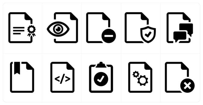 A set of 10 File icons as document, paper, horizontal document vector
