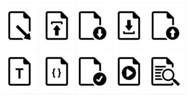 A set of 10 File icons as document, paper, horizontal document vector