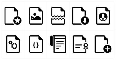 A set of 10 File icons as document, paper, horizontal document vector