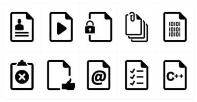 A set of 10 File icons as document, paper, horizontal document vector