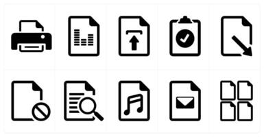 A set of 10 File icons as document, paper, horizontal document vector