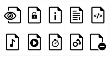 A set of 10 File icons as document, paper, horizontal document vector