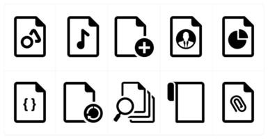 A set of 10 File icons as document, paper, horizontal document vector