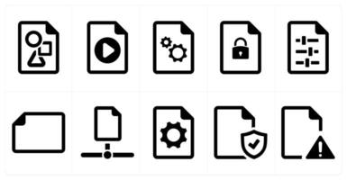 A set of 10 File icons as document, paper, horizontal document vector