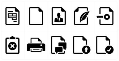 A set of 10 File icons as document, paper, horizontal document vector