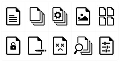 A set of 10 File icons as document, paper, horizontal document vector