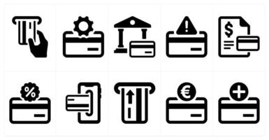 A set of 10 finance and money icons as insert card, card settings, bank wallet vector