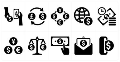 A set of 10 finance and money icons as money change, money conversion, currency exchange vector