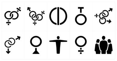 A set of 10 gender icons as Symbol, pride, bisexual vector