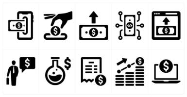A set of 10 finance and money icons as inset money, insert coin, send money vector