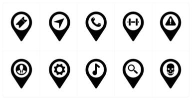 A set of 10 Location Pointer icons as tour, direction, call vector
