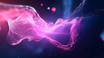 Futuristic pink particle wave flowing through cosmic space, featuring luminous light and ethereal mist for abstract sci-fi, fantasy, and technology visual projects. video
