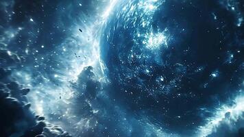 vibrante galaxia con estrellas y nebulosa nubes, creando un impresionante celestial paisaje ese ilustra el belleza y misterio de el universo video