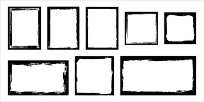 Set of grunge square and rectangular windows. Frame with rough erased borders. Retro border for collage and design with vintage effect vector