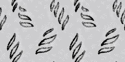 Abstract sketch organic shapes and spots, dots, drops seamless pattern on a grey background. hand drawn brush strokes unique forms print. Contemporary minimalist ornament. vector