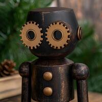 Vintage robot with gears and buttons photo