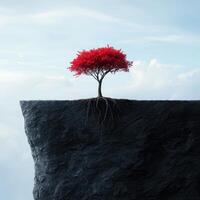 Resilient tree growing on rocky cliff photo