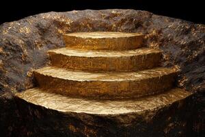 ancient golden steps carved in stone photo