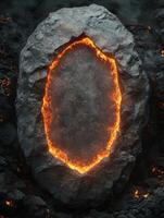 Glowing Volcanic Rock Erupting from Molten Lava photo