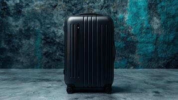 black suitcase on textured background photo