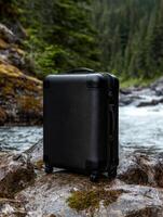 black suitcase in nature photo