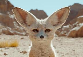 close up of a desert fox with large ears photo