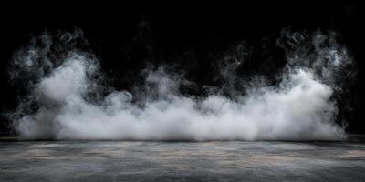 Mysterious smoke and fog in dark background photo