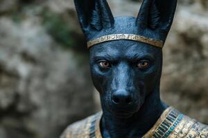 Mysterious egyptian deity with intense gaze photo