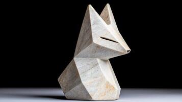 Geometric stone sculpture of a fox photo