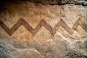 ancient rock art with geometric patterns photo