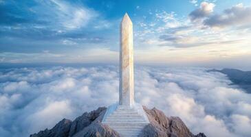 Majestic obelisk monument in the clouds photo
